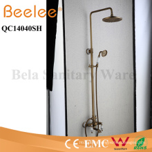 Antique Copper Shower Set 3 Functions Dule Ceramic Handle Bathroom Rainfall Shower Faucet with Divertor